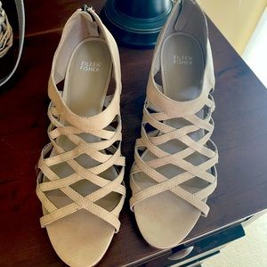Eileen Fisher leather wedges. Size 10